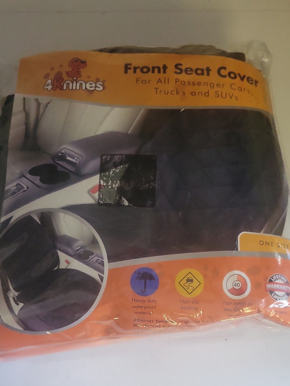 Black Front Seat Cover for Dogs - Heavy-Duty Travel Protector